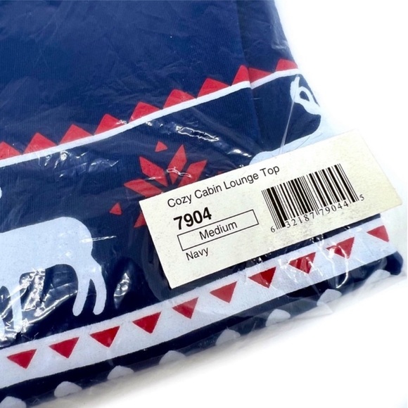 Legendary Whitetails Deer Top Cozy Cabin Lounge Tee Long Sleeve PJ Blue Size M - Picture 5 of 8